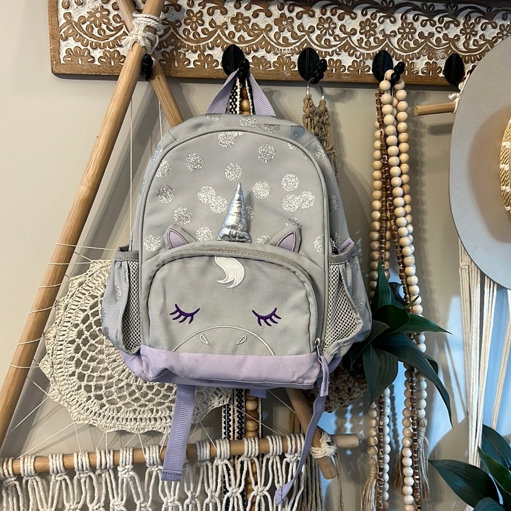 Mackenzie Critter Gray Unicorn Backpack small